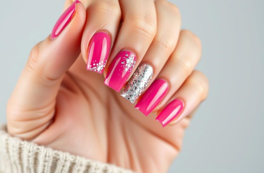 Paznokcie malinowe z brokatem – 18 najpiękniejszych inspiracji