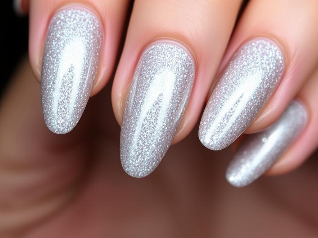Eleganckie paznokcie z srebrnym brokatem na różnych okazjach Eleganckie paznokcie z srebrnym brokatem na różnych okazjach