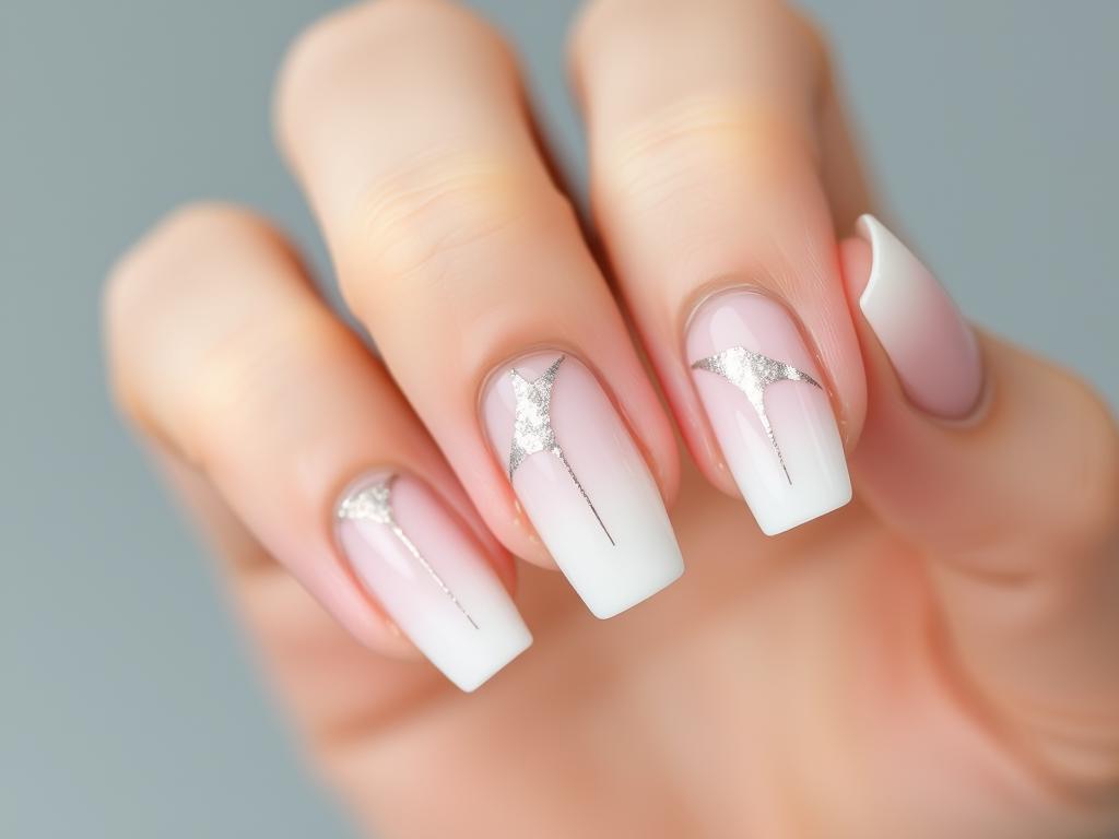 Minimalistyczny manicure z subtelnym brokatowym akcentem Minimalistyczny manicure z subtelnym brokatowym akcentem