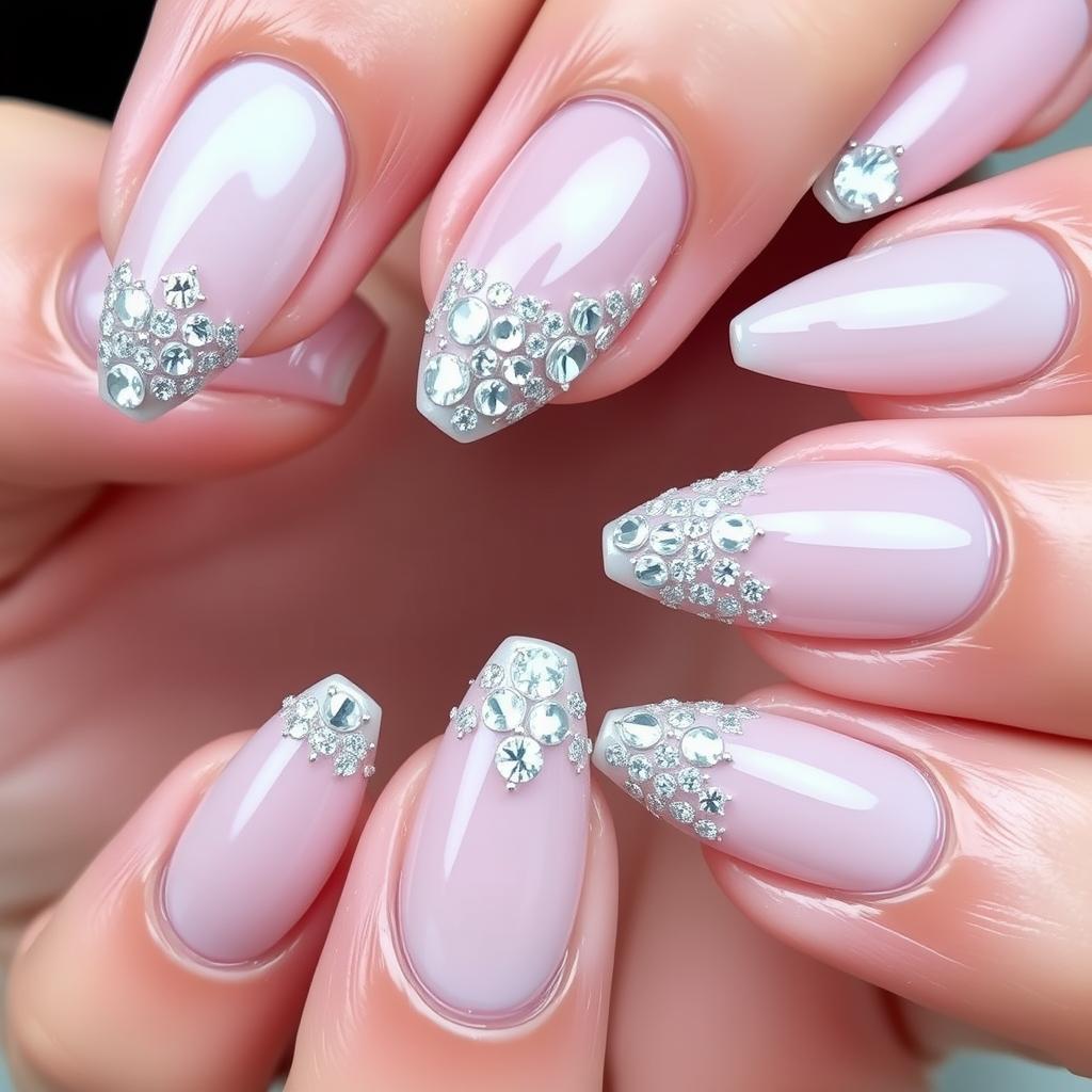 Modne paznokcie hybrydowe z cyrkoniami - najnowsze trendy Modne paznokcie hybrydowe z cyrkoniami - najnowsze trendy