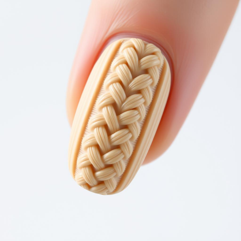 Paznokcie hybryda sweterek z klasycznym wzorem warkocza Paznokcie hybryda sweterek z klasycznym wzorem warkocza