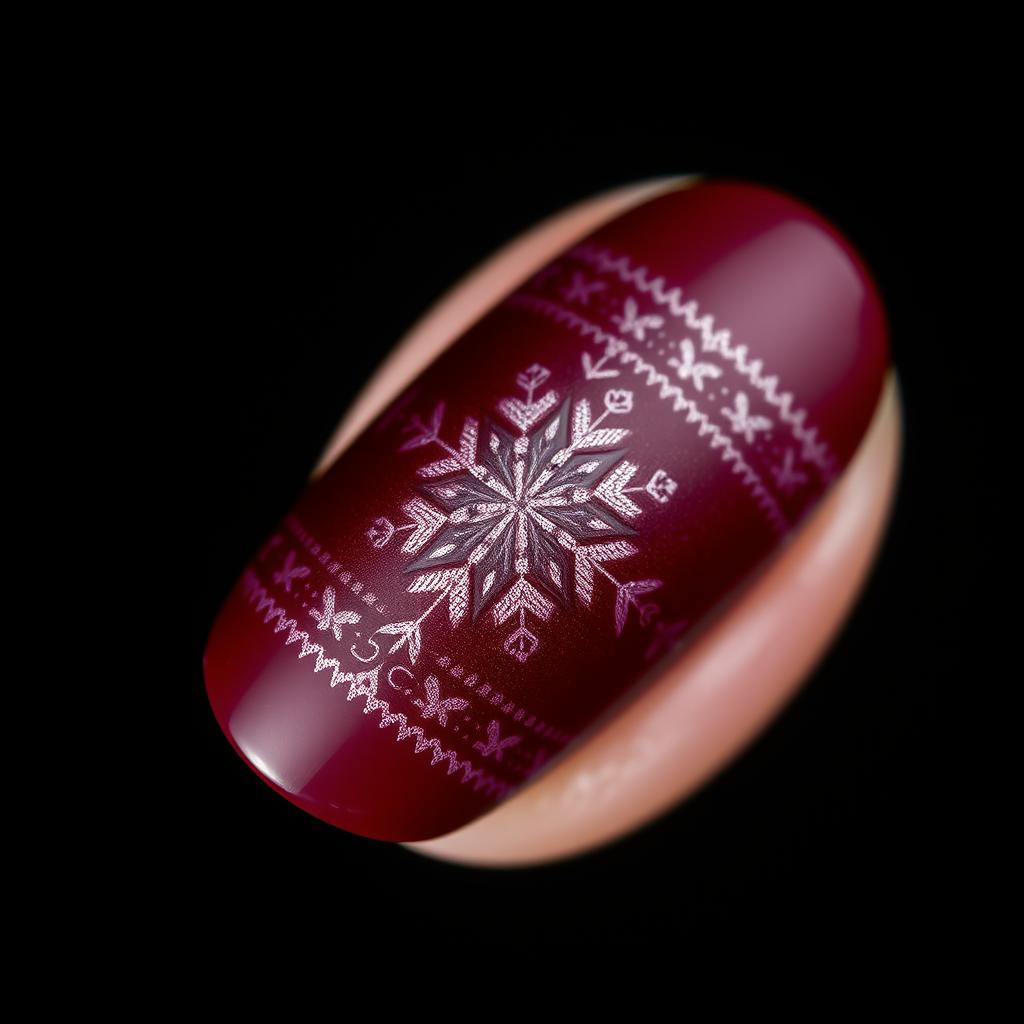 Paznokcie hybrydowe sweterkowe z wzorem norweskim Paznokcie hybrydowe sweterkowe z wzorem norweskim