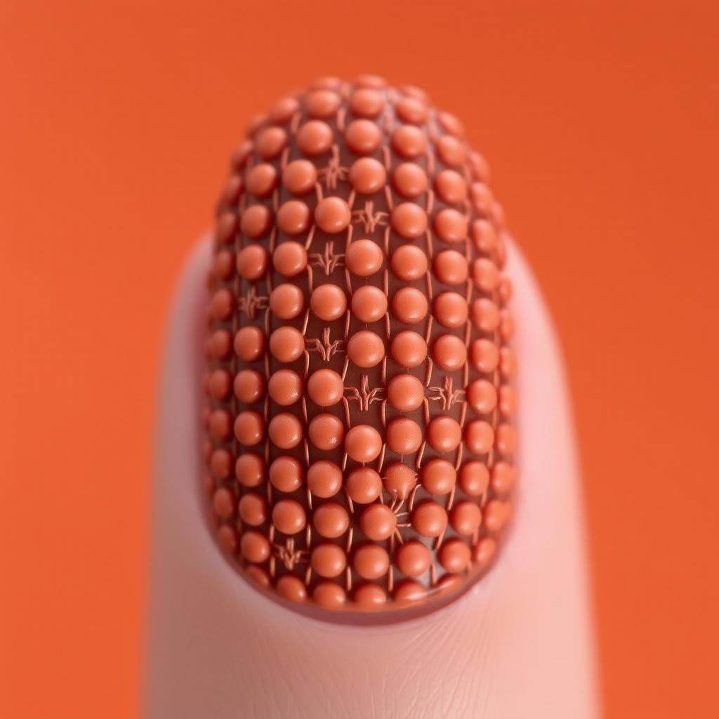 Paznokcie jesienne sweterek z wzorem kropek i linii Paznokcie jesienne sweterek z wzorem kropek i linii