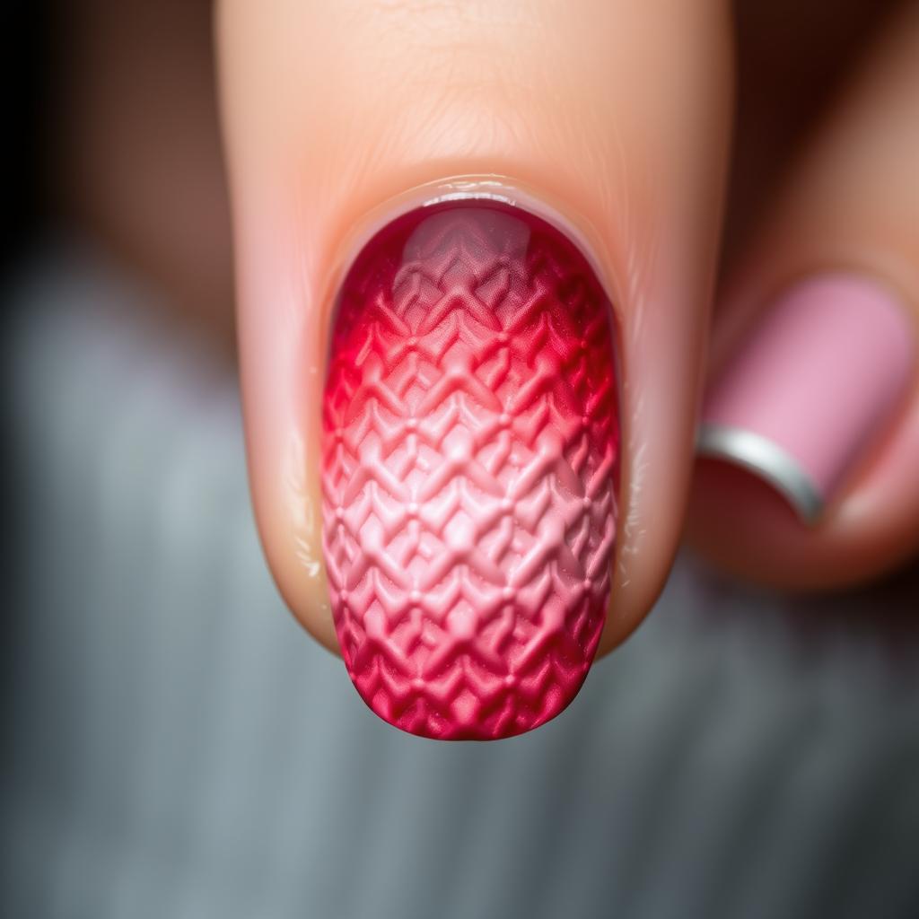 Paznokcie jesienne sweterek z wzorem ombre Paznokcie jesienne sweterek z wzorem ombre