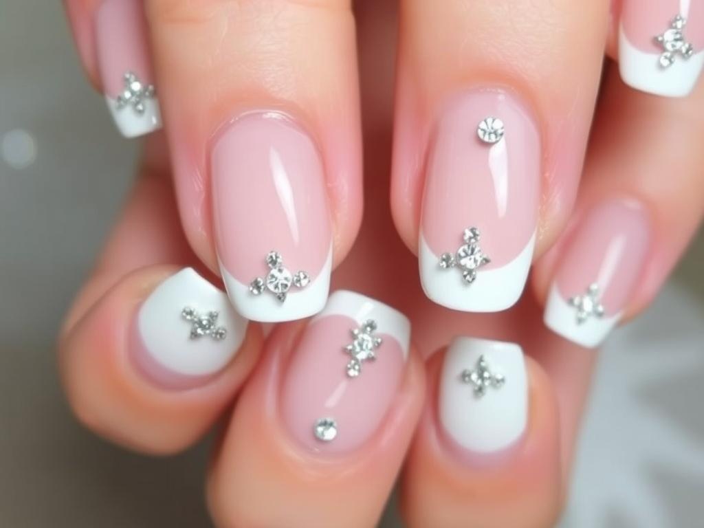 Paznokcie ślubne z cyrkoniami - delikatne zdobienia na specjalną okazję Paznokcie ślubne z cyrkoniami - delikatne zdobienia na specjalną okazję