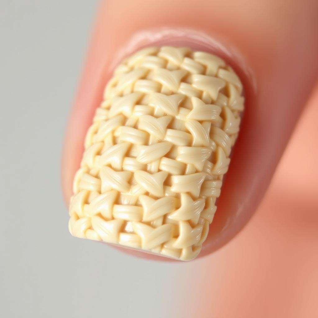 Paznokcie sweterkowe z wzorem plecionki Paznokcie sweterkowe z wzorem plecionki