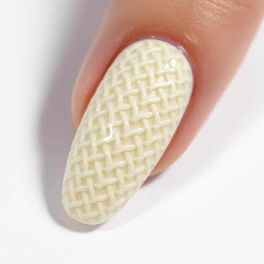 Paznokcie żelowe sweterek z wzorem 3D Paznokcie żelowe sweterek z wzorem 3D