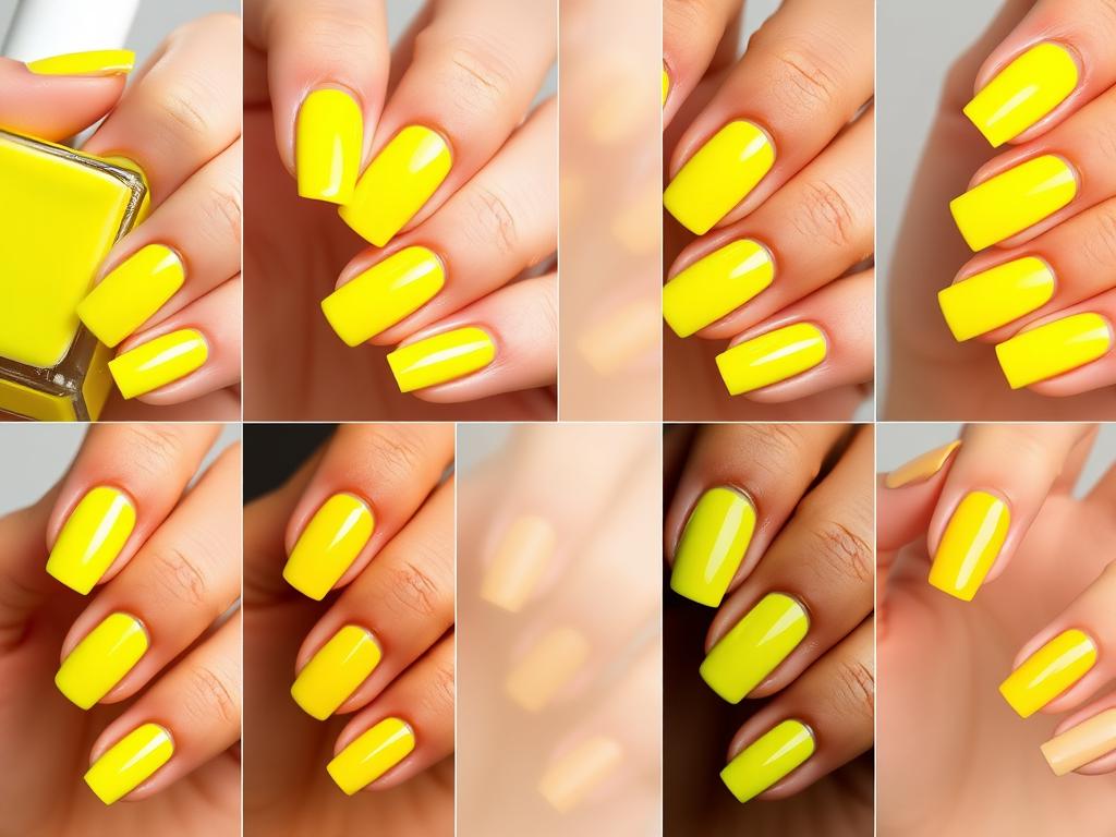 Różne odcienie paznokci neonowych żółtych dopasowane do różnych typów karnacji Różne odcienie paznokci neonowych żółtych dopasowane do różnych typów karnacji