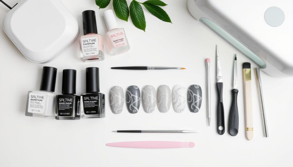 Zestaw produktów do wykonania paznokci hybrydowych marmurkowych Zestaw produktów do wykonania paznokci hybrydowych marmurkowych